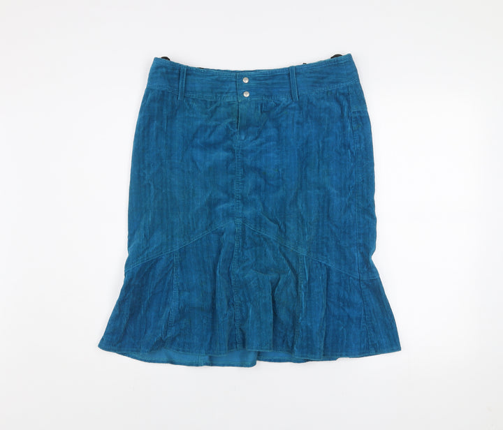 Watcher Women’s Blue Corduroy Flared Knee Length Skirt L