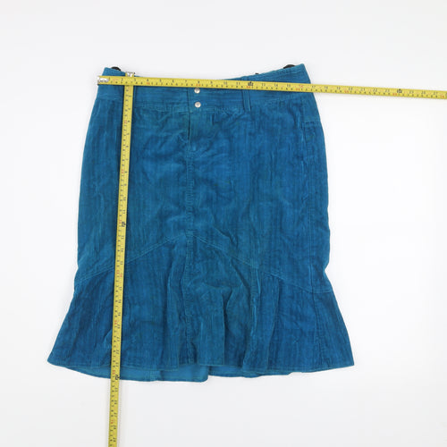 Watcher Women’s Blue Corduroy Flared Knee Length Skirt L