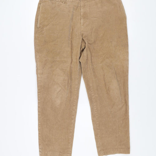 Uniqlo Men's Beige Corduroy Chino Trousers L 33in Regular Fit