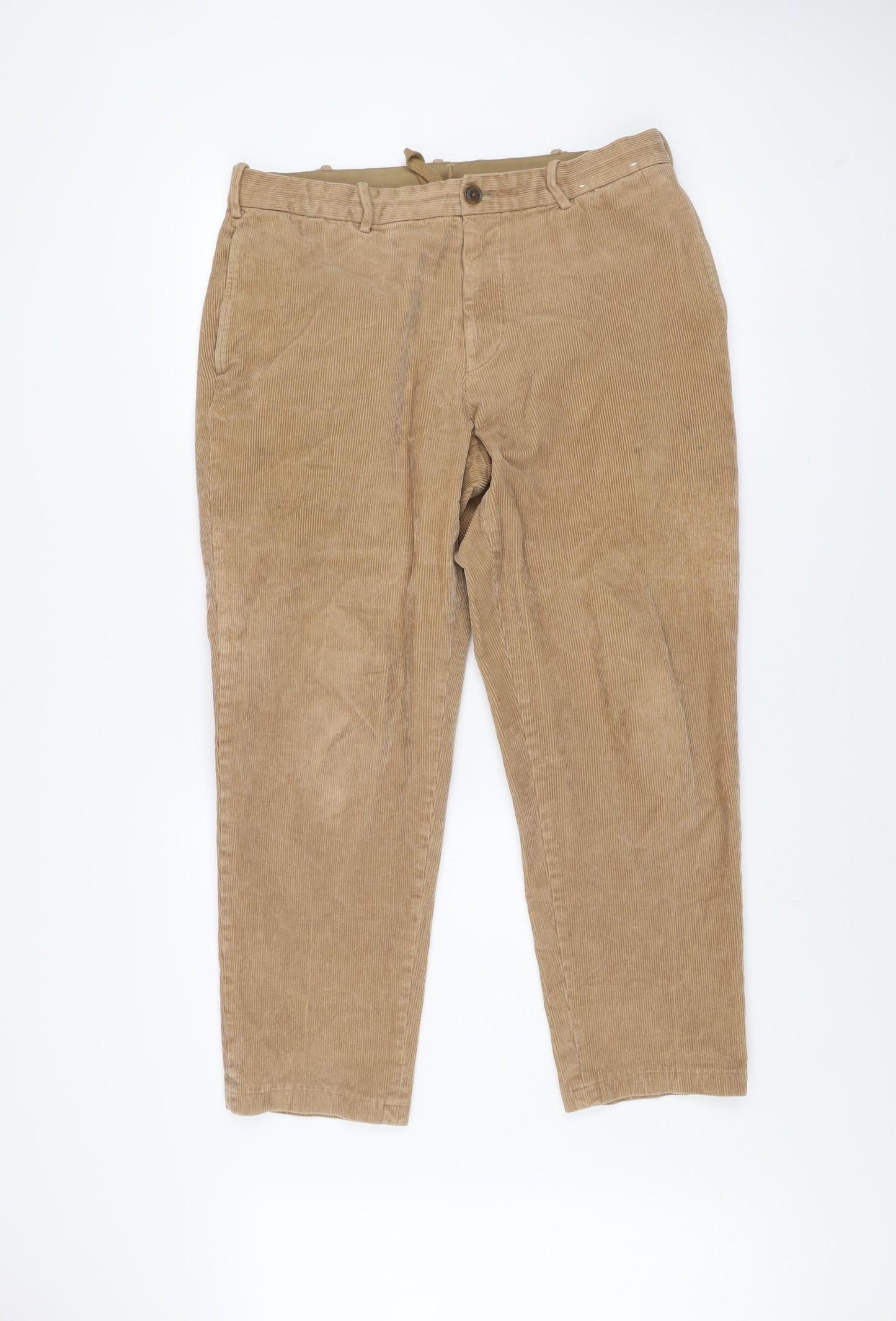 Uniqlo Men's Beige Corduroy Chino Trousers L 33in Regular Fit