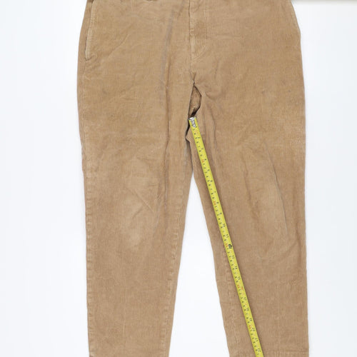 Uniqlo Men's Beige Corduroy Chino Trousers L 33in Regular Fit