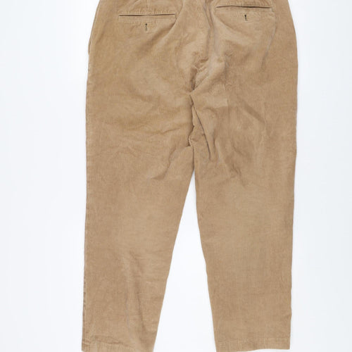 Uniqlo Men's Beige Corduroy Chino Trousers L 33in Regular Fit