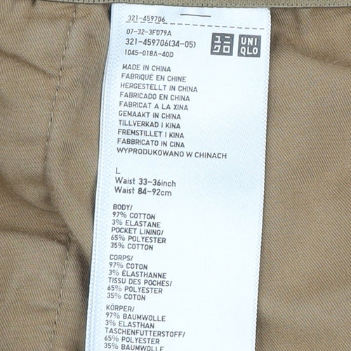 Uniqlo Men's Beige Corduroy Chino Trousers L 33in Regular Fit