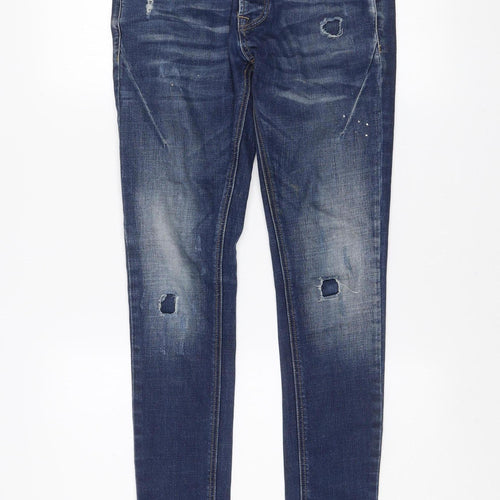 Alessandro Zavetti Men's Blue Distressed Slim Denim Jeans Size 28