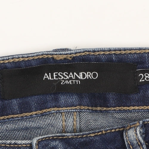 Alessandro Zavetti Men's Blue Distressed Slim Denim Jeans Size 28