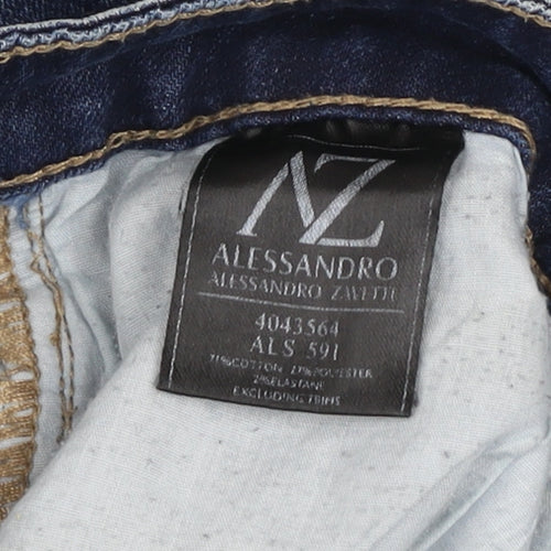 Alessandro Zavetti Men's Blue Distressed Slim Denim Jeans Size 28