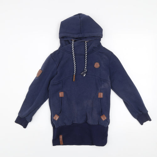 Squared & Cubed Girls Blue Pullover Hoodie 12 Years High Neck Cotton Blend