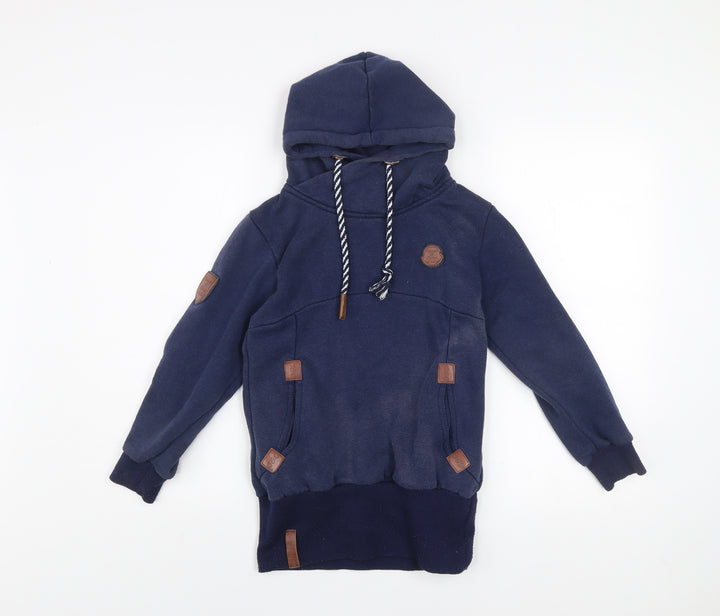 Squared & Cubed Girls Blue Pullover Hoodie 12 Years High Neck Cotton Blend