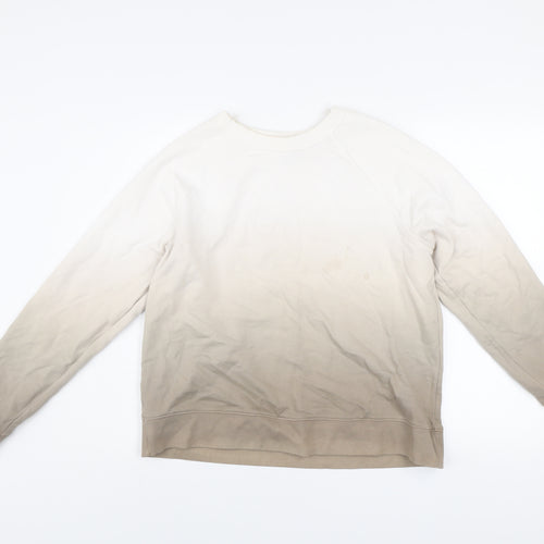 Marks and Spencer Women Beige Ombre Cotton Pullover Sweatshirt Size S