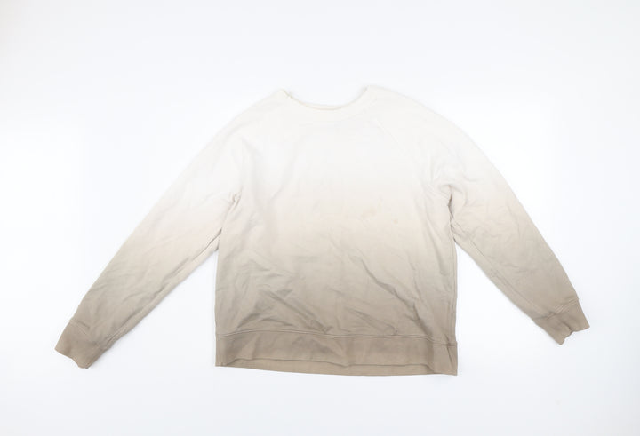 Marks and Spencer Women Beige Ombre Cotton Pullover Sweatshirt Size S