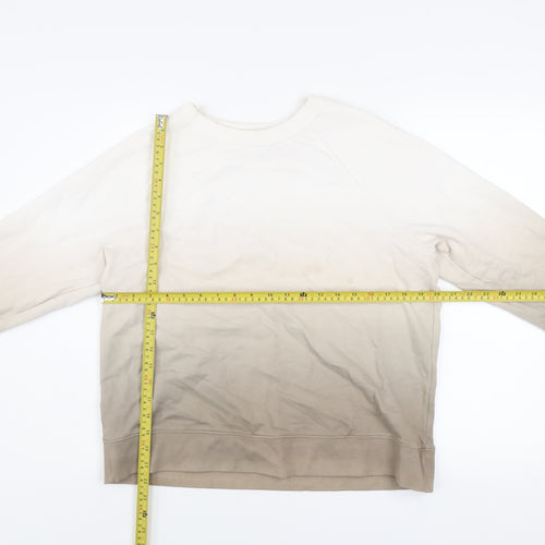 Marks and Spencer Women Beige Ombre Cotton Pullover Sweatshirt Size S