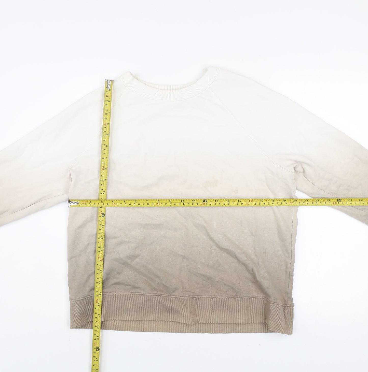 Marks and Spencer Women Beige Ombre Cotton Pullover Sweatshirt Size S