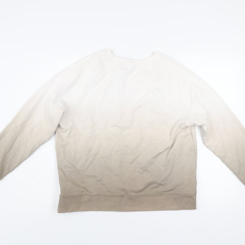 Marks and Spencer Women Beige Ombre Cotton Pullover Sweatshirt Size S