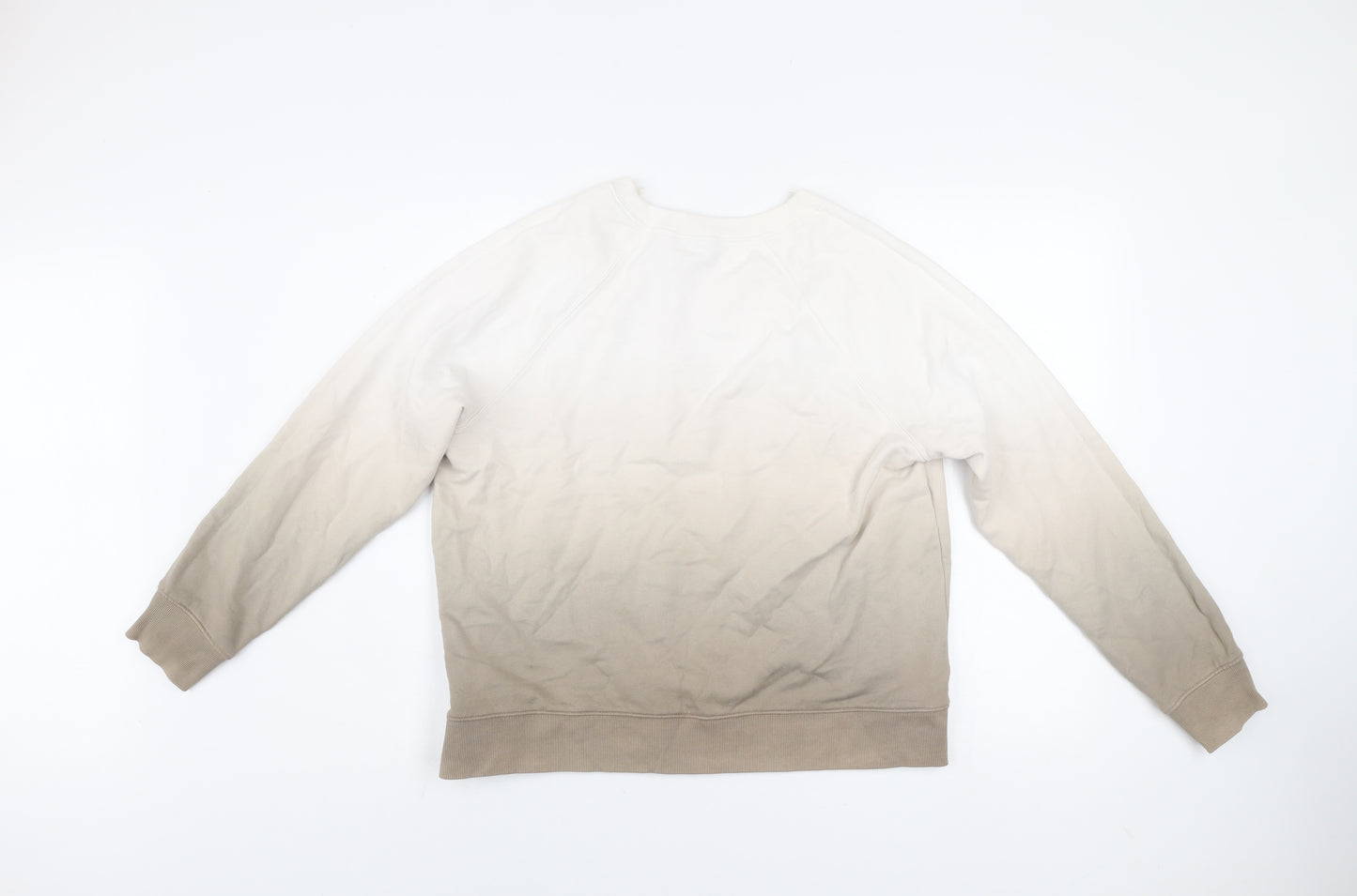 Marks and Spencer Women Beige Ombre Cotton Pullover Sweatshirt Size S