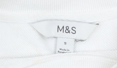 Marks and Spencer Women Beige Ombre Cotton Pullover Sweatshirt Size S