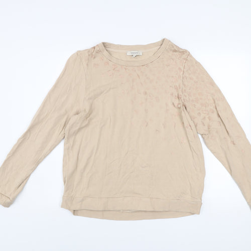 Oasis Womens Beige Animal Print Pullover Sweatshirt Size Large