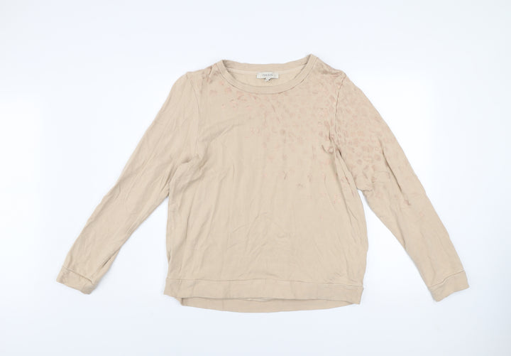 Oasis Womens Beige Animal Print Pullover Sweatshirt Size Large