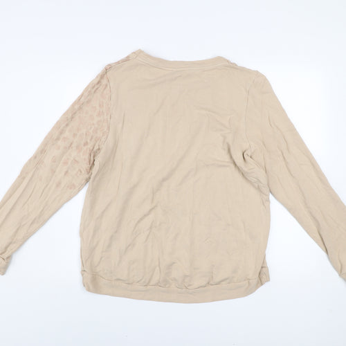 Oasis Womens Beige Animal Print Pullover Sweatshirt Size Large