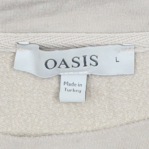 Oasis Womens Beige Animal Print Pullover Sweatshirt Size Large
