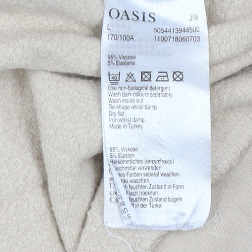 Oasis Womens Beige Animal Print Pullover Sweatshirt Size Large