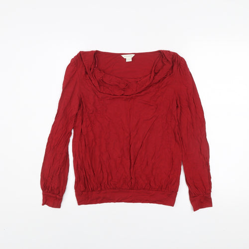 Monsoon Womens Red Cowl Neck Long Sleeve Viscose Blouse Size 10