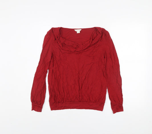 Monsoon Womens Red Cowl Neck Long Sleeve Viscose Blouse Size 10