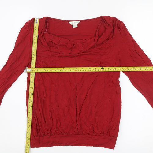 Monsoon Womens Red Cowl Neck Long Sleeve Viscose Blouse Size 10