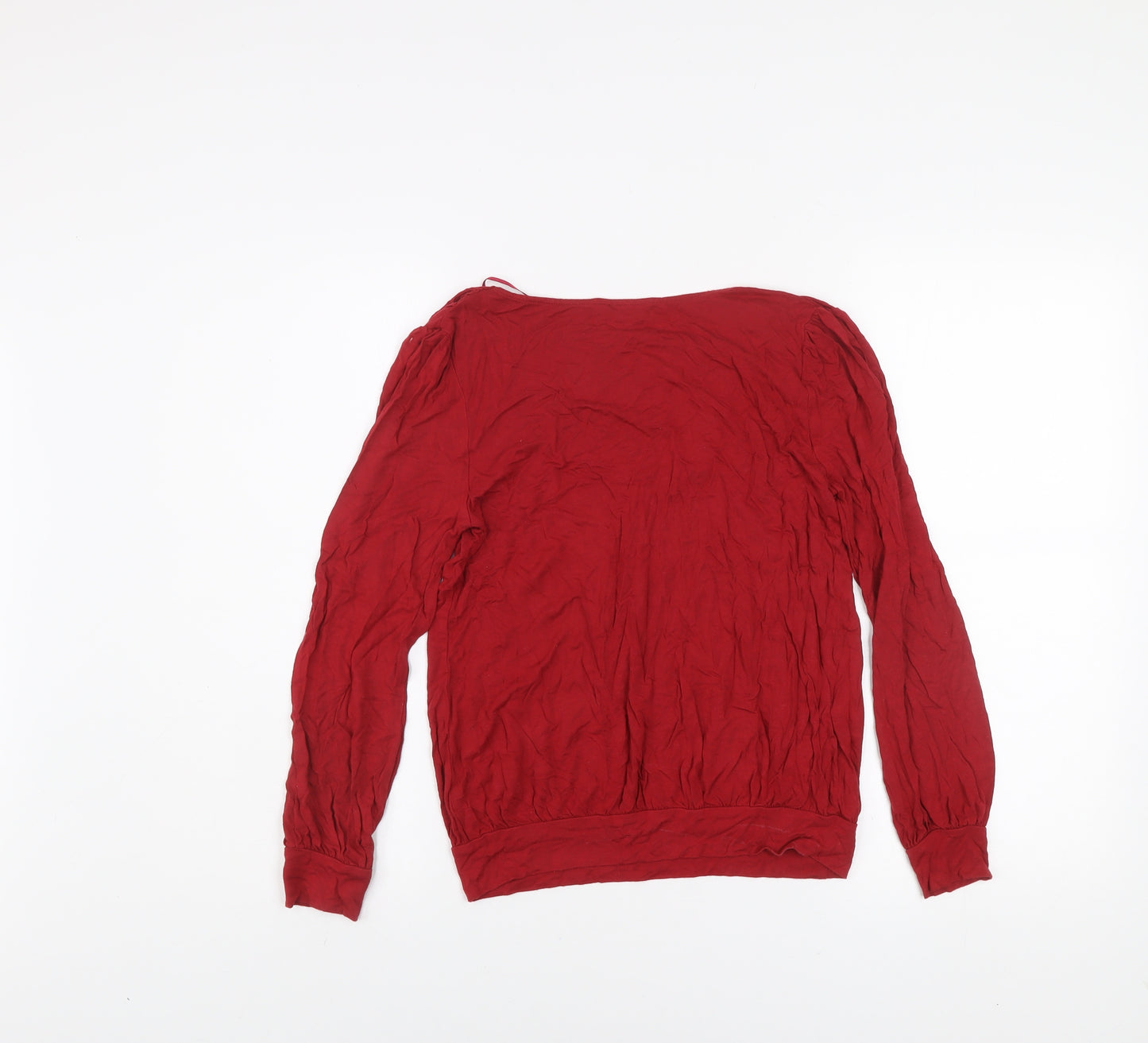 Monsoon Womens Red Cowl Neck Long Sleeve Viscose Blouse Size 10