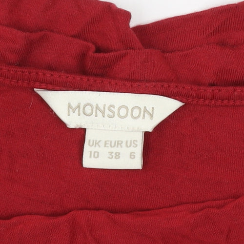 Monsoon Womens Red Cowl Neck Long Sleeve Viscose Blouse Size 10