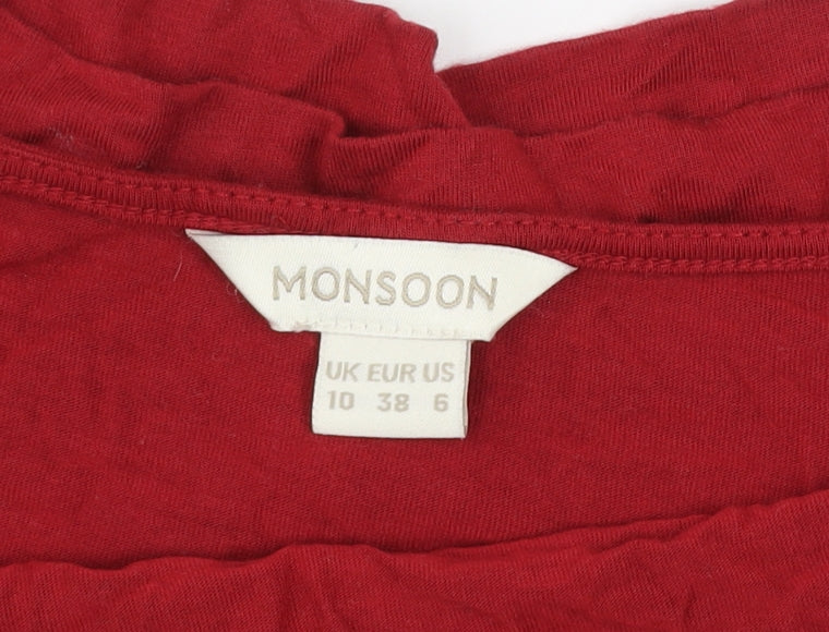Monsoon Womens Red Cowl Neck Long Sleeve Viscose Blouse Size 10