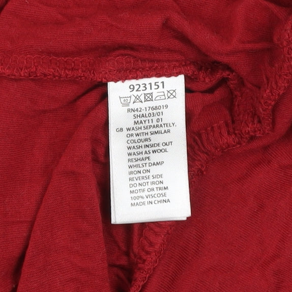 Monsoon Womens Red Cowl Neck Long Sleeve Viscose Blouse Size 10