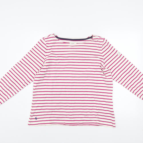 Joules Womens Pink Striped Long Sleeve Cotton Nautical T-Shirt UK 16