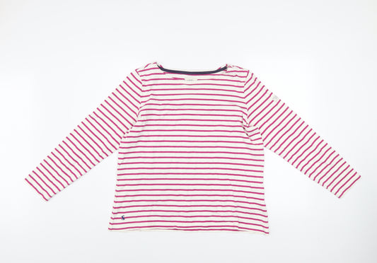 Joules Womens Pink Striped Long Sleeve Cotton Nautical T-Shirt UK 16