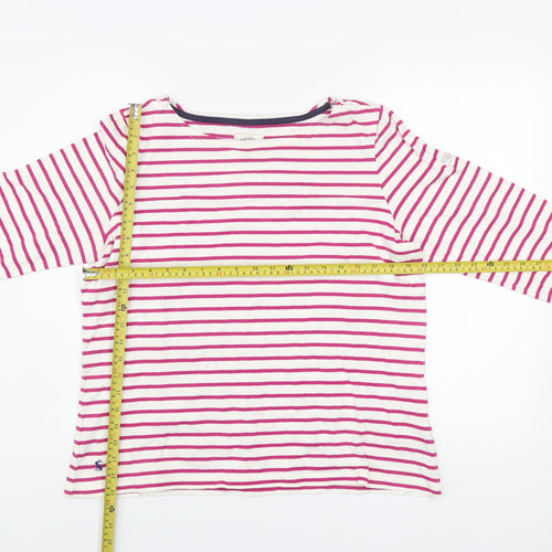 Joules Womens Pink Striped Long Sleeve Cotton Nautical T-Shirt UK 16