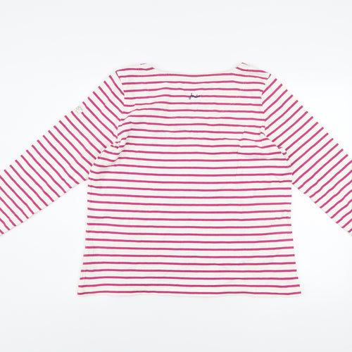 Joules Womens Pink Striped Long Sleeve Cotton Nautical T-Shirt UK 16
