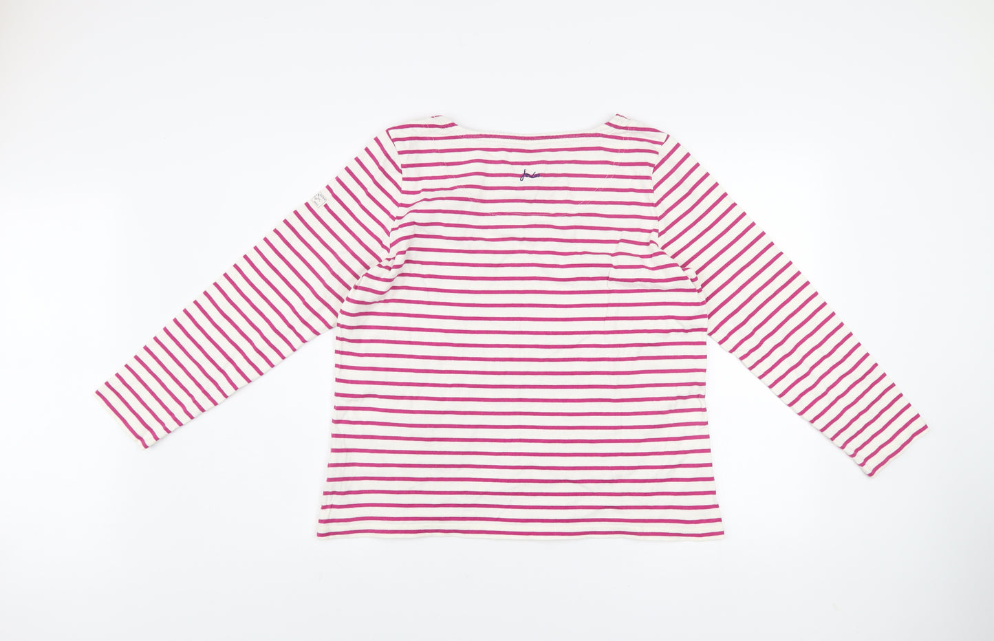 Joules Womens Pink Striped Long Sleeve Cotton Nautical T-Shirt UK 16