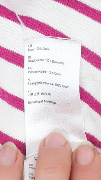 Joules Womens Pink Striped Long Sleeve Cotton Nautical T-Shirt UK 16