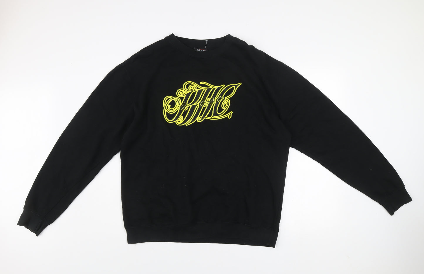 BHC Men's Black Pullover Sweatshirt L Graphic Logo Cotton Blend