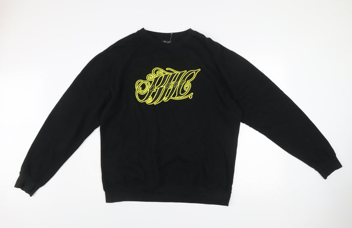 BHC Men's Black Pullover Sweatshirt L Graphic Logo Cotton Blend