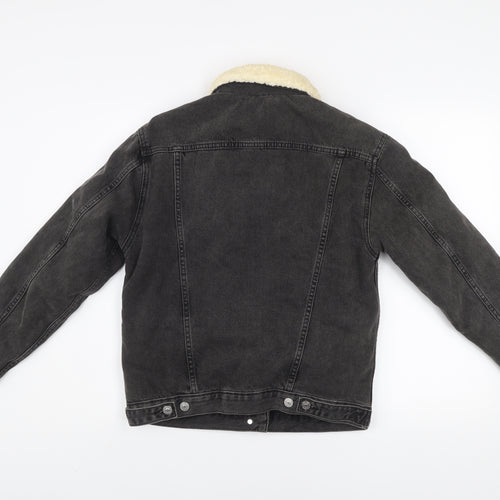 Topshop Women’s Black Denim Sherpa Jacket Size 4 Petite