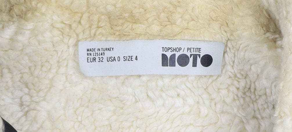 Topshop Women’s Black Denim Sherpa Jacket Size 4 Petite