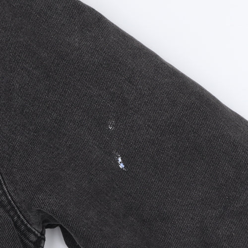 Topshop Women’s Black Denim Sherpa Jacket Size 4 Petite