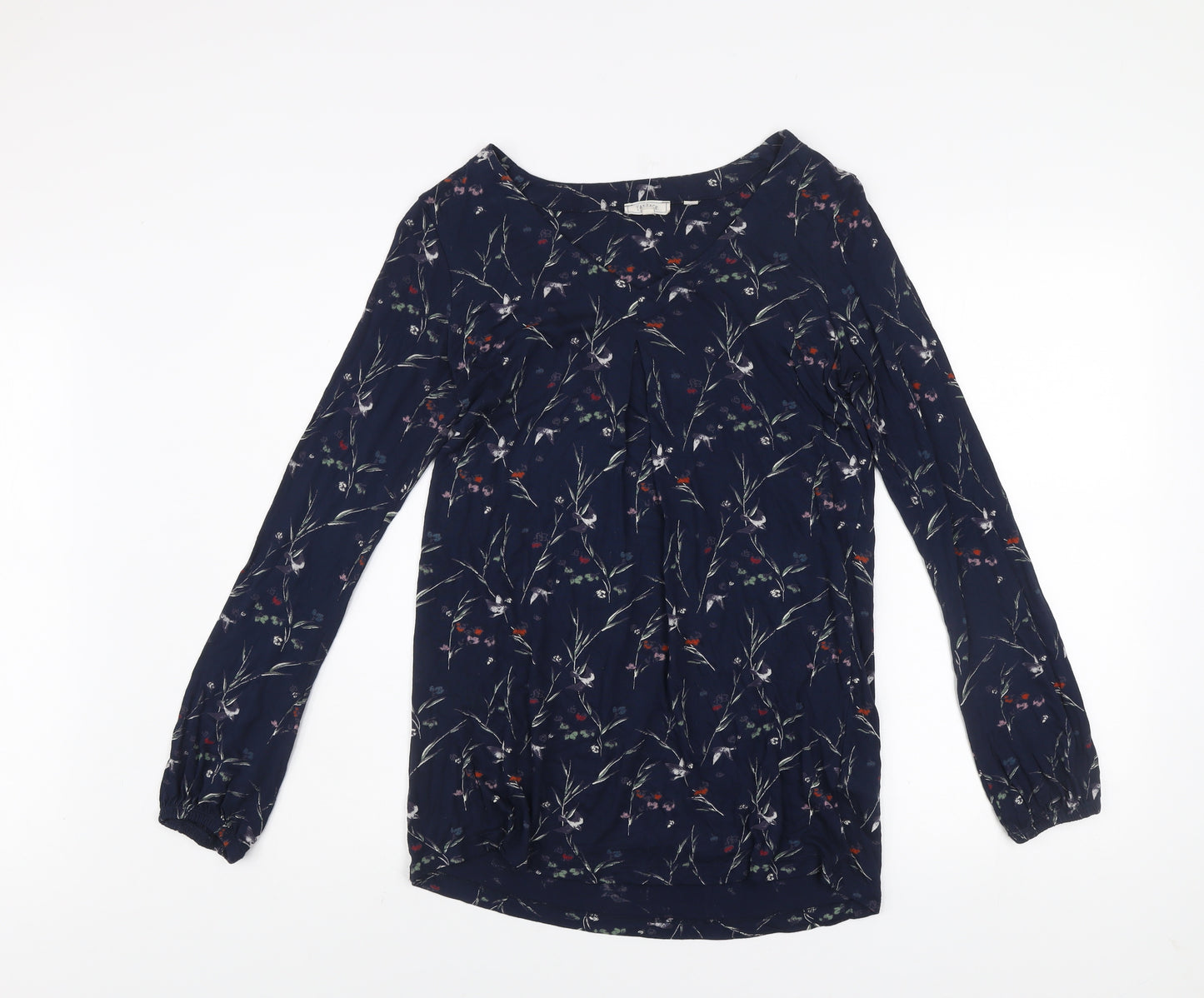 Fat Face Women’s Blue Floral Long Sleeve Tunic Blouse Size 10