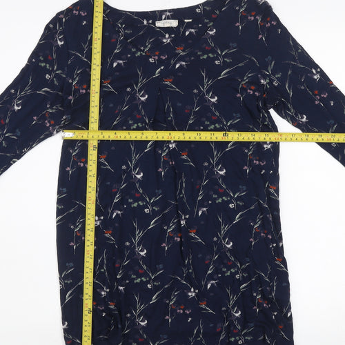 Fat Face Women’s Blue Floral Long Sleeve Tunic Blouse Size 10
