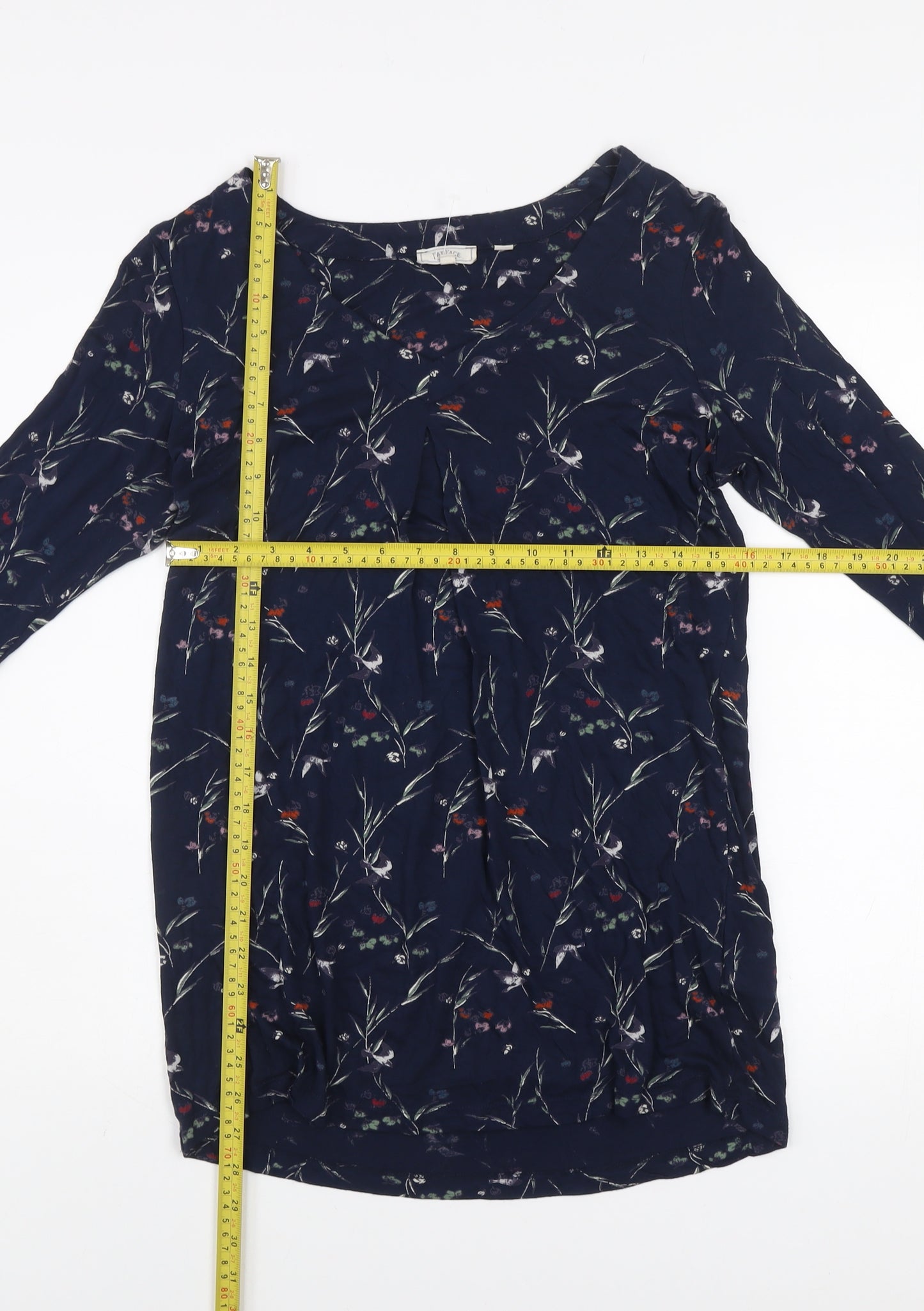 Fat Face Women’s Blue Floral Long Sleeve Tunic Blouse Size 10