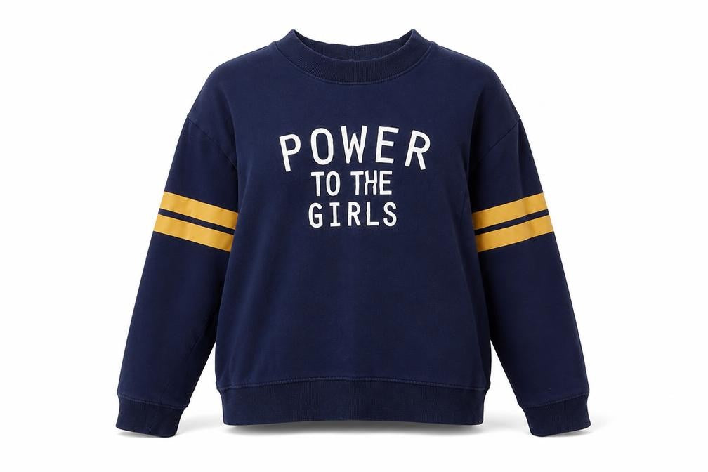 Front view of H&M Divided Women's Navy Blue Cotton Pullover Sweatshirt, size L