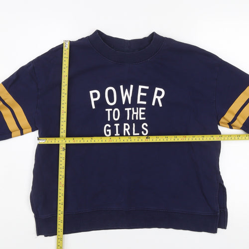 H&M Divided Women's Navy Blue Cotton Pullover Sweatshirt Size L