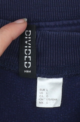 H&M Divided Women's Navy Blue Cotton Pullover Sweatshirt Size L