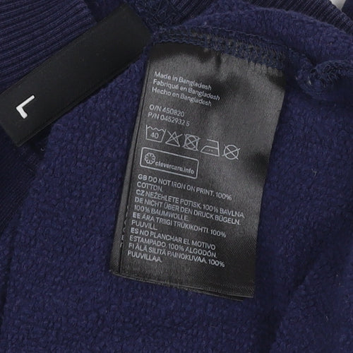 H&M Divided Women's Navy Blue Cotton Pullover Sweatshirt Size L