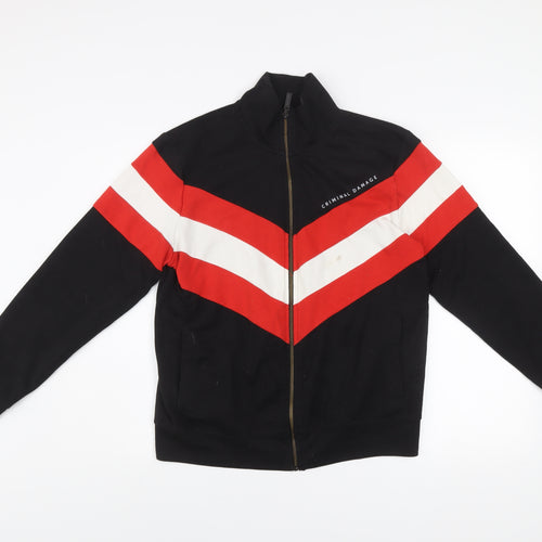 Criminal Damage Men's Black Red White Track Jacket Size S Full Zip
